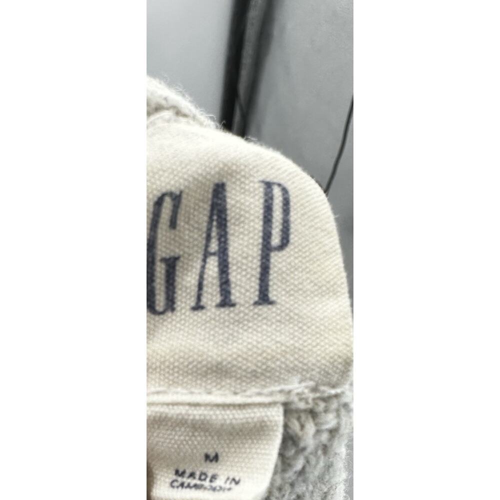 GAP Cable Knit Sweater Medium Gray Crewneck Cotton Wool Blend Cozy - Picture 5 of 6